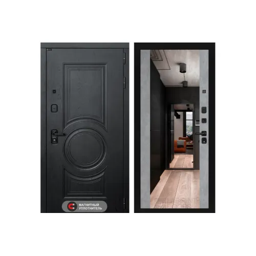 Входная металлическая дверь Лабиринт GRAND с Зеркалом Максимум - Бетон светлый