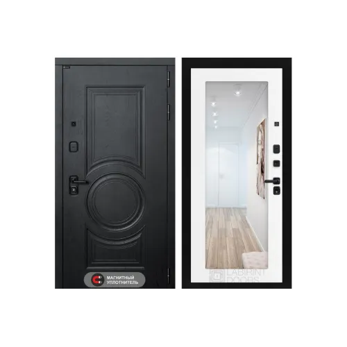 Входная металлическая дверь Лабиринт GRAND с Зеркалом 18 - Белое дерево